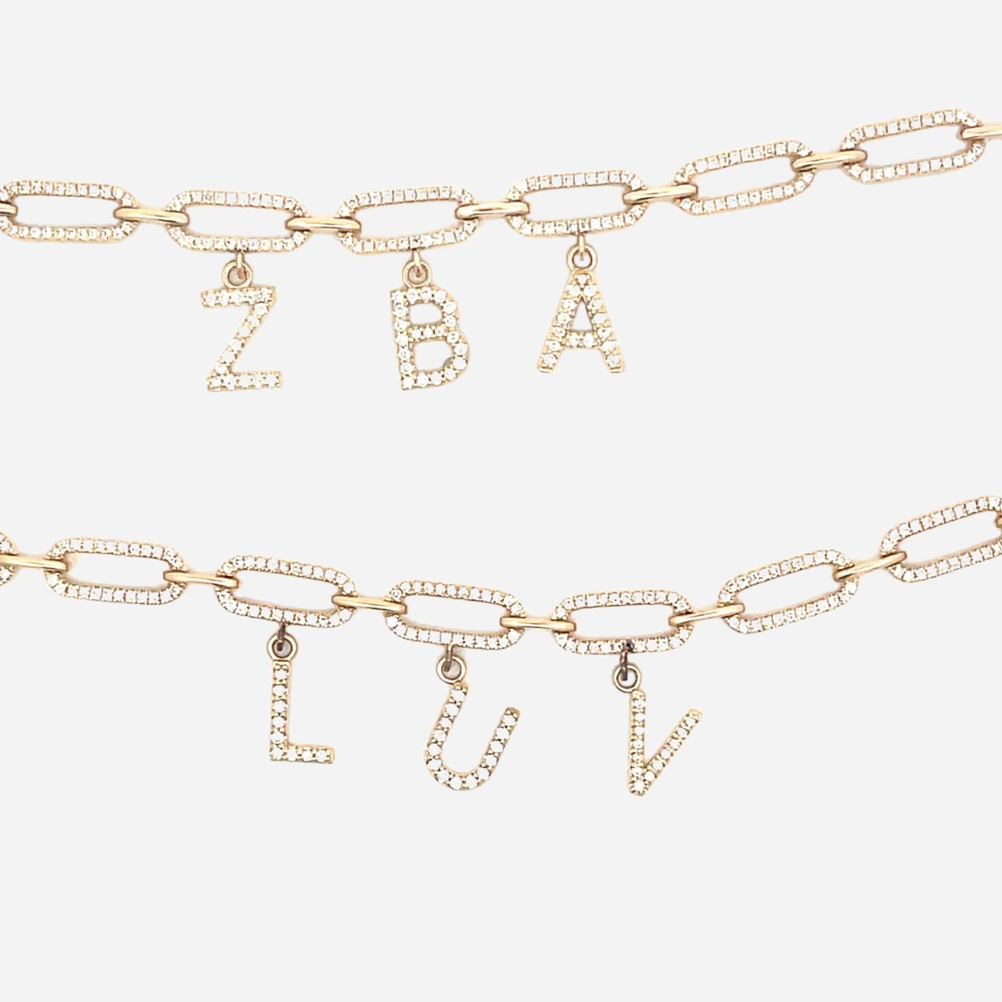 Diamond Paperclip Bracelet with Custom Initials