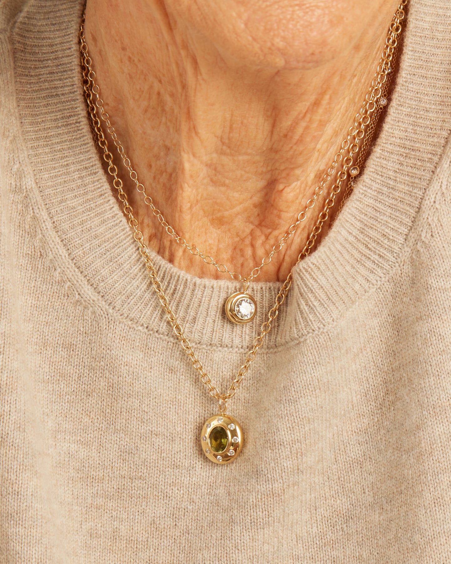 Green Tourmaline and Diamond Necklace