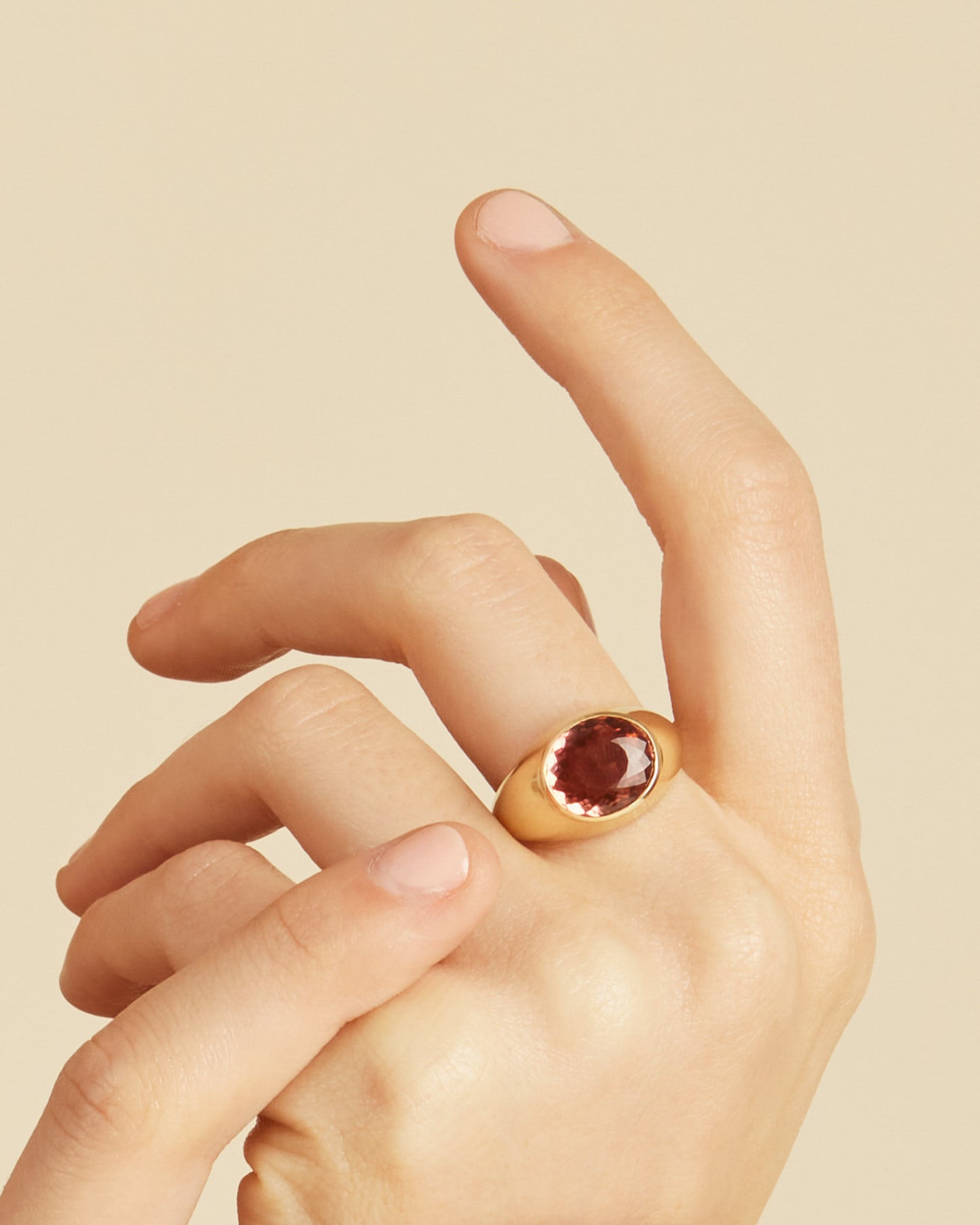 Pink Tourmaline Signet Ring