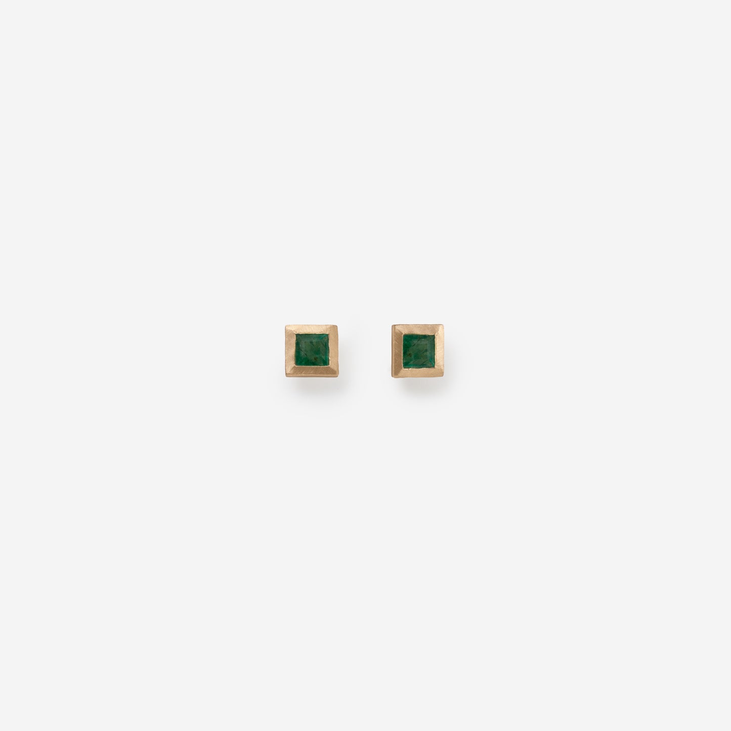 Square Colombian Emerald Studs