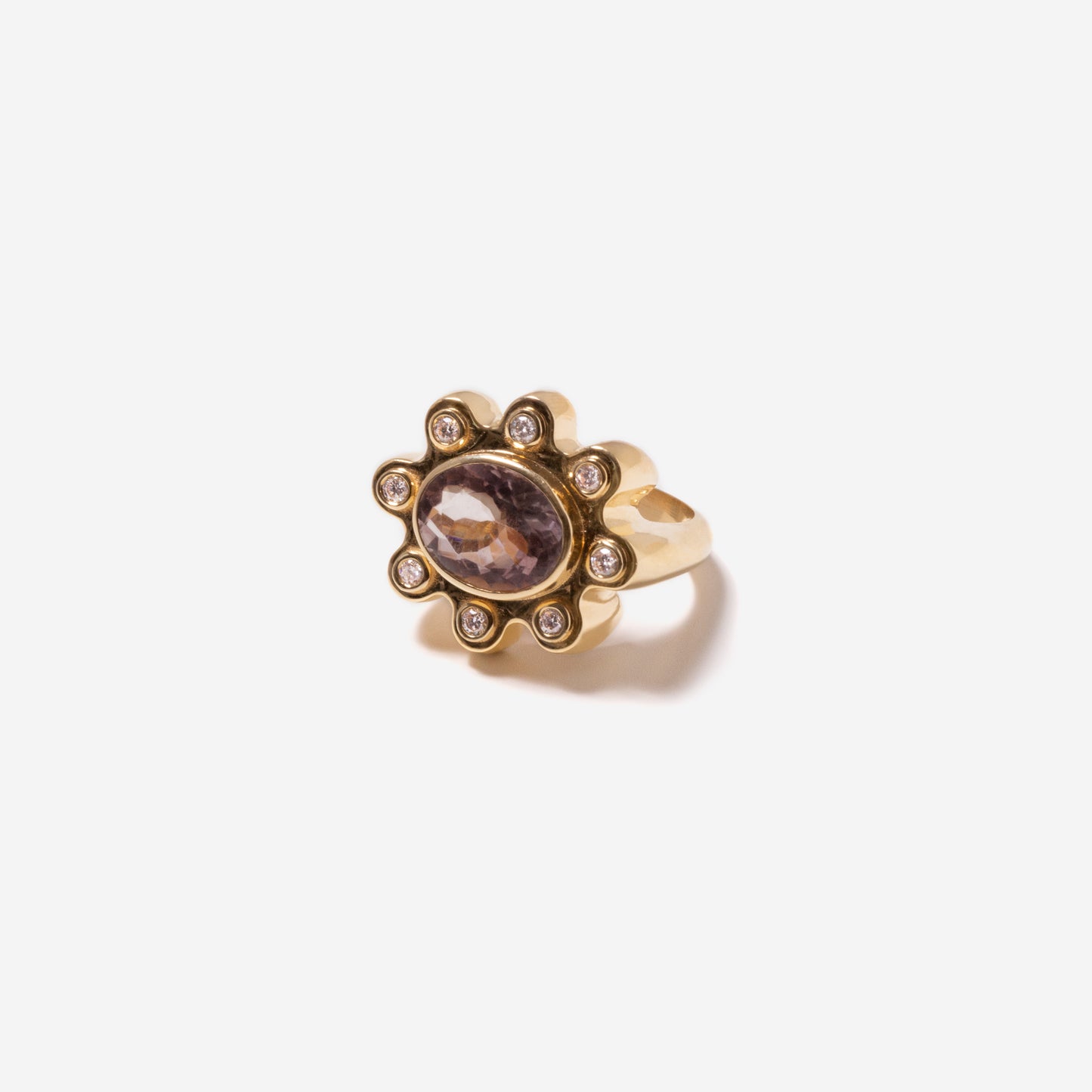 Wavy Diamond and Tourmaline Ring