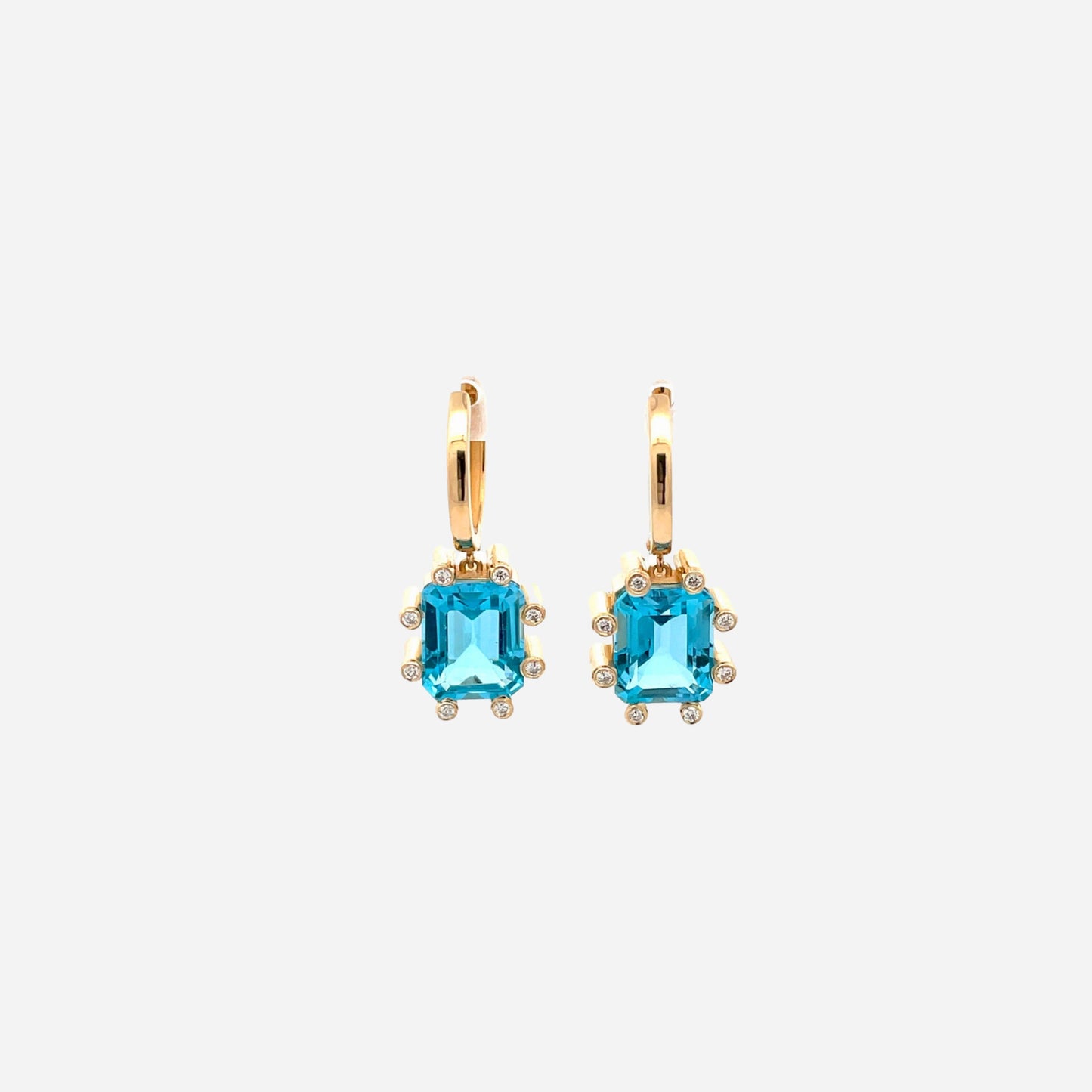 Swiss Blue Topaz and Diamond Earrings