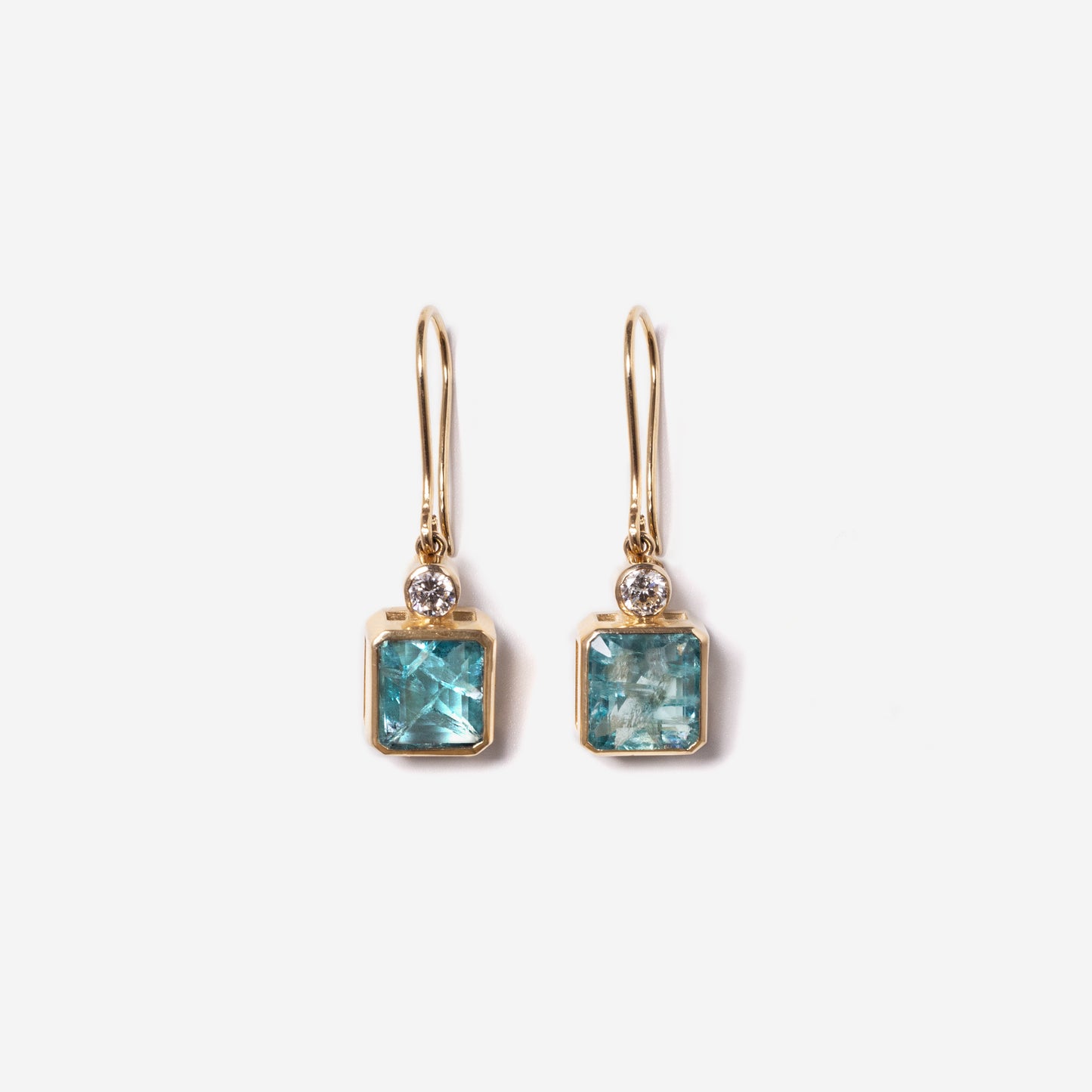 Square Apatite and Diamond Earrings