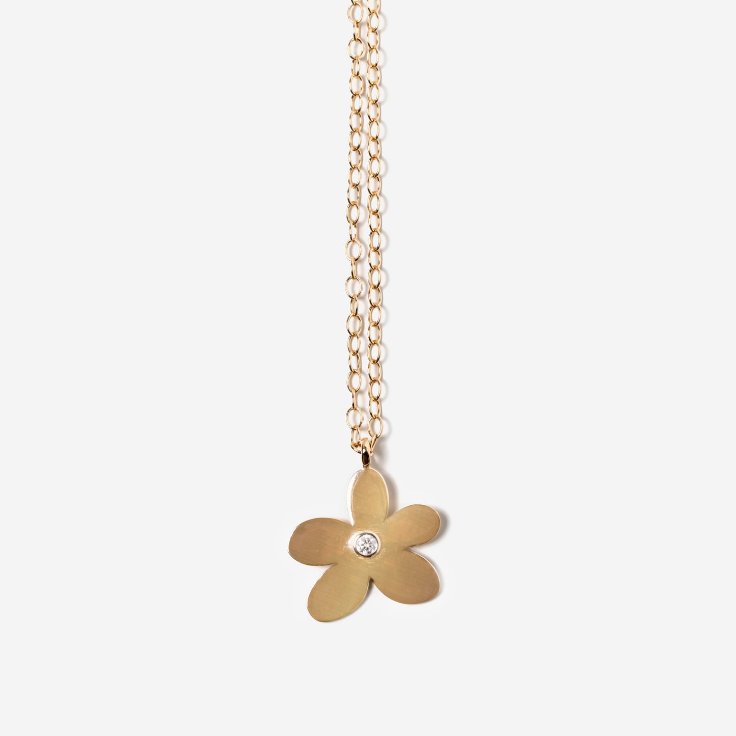 Large Daisy Flower Pendant on Gold Chain